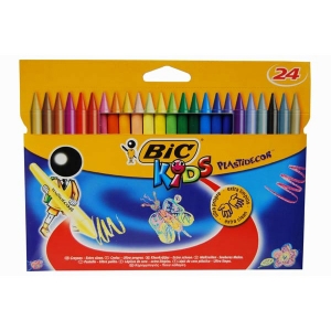 24 craies de coloriage bic kids plastidecor etui crayon craie grasse plastique ecole enfant dessin val d eure ariel